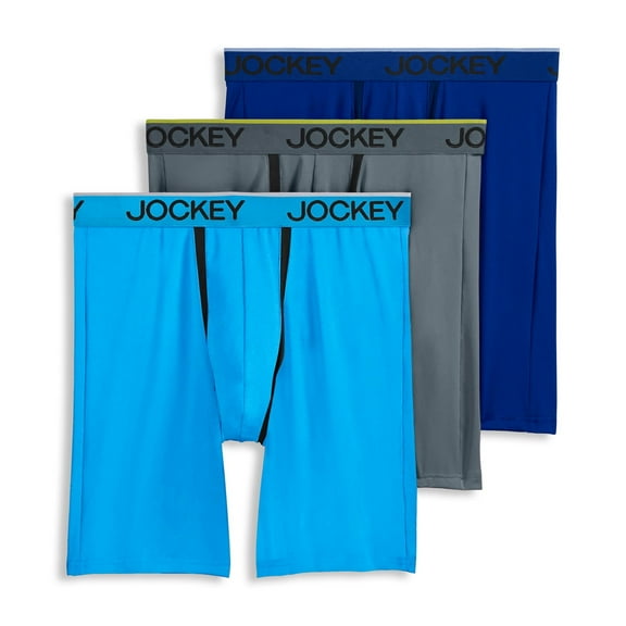 Jockey Men's Chafe Proof Pouch Microfiber 8.5" Long Leg Boxer Brief - 3 Pack