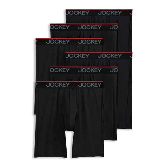 Jockey Men's Chafe Proof Pouch Microfiber 8.5" Long Leg Boxer Brief - 6 Pack