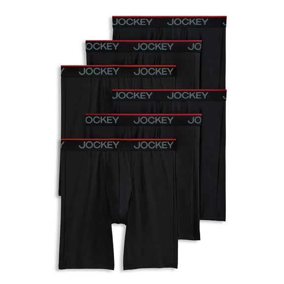 Jockey Men's Chafe Proof Pouch Microfiber 8.5" Long Leg Boxer Brief - 6 Pack