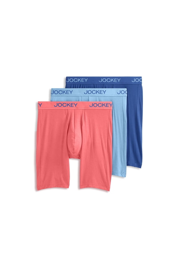 Men's Chafe Proof Pouch Ultra Soft Modal 8.5" Long Leg Boxer Brief - 3 Pack