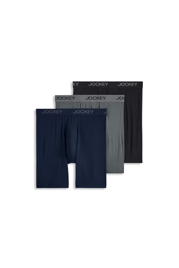 Men's Chafe Proof Pouch Ultra Soft Modal 8.5" Long Leg Boxer Brief - 3 Pack