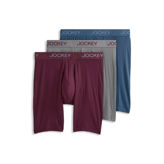 Jockey Men's Chafe Proof Pouch Ultra Soft Modal 8.5" Long Leg Boxer Brief - 3 Pack