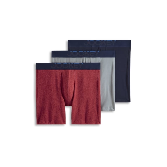 Jockey Men's Cotton Stretch 6" Boxer Brief - 3 Pack