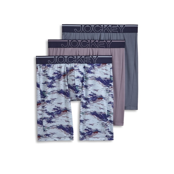 Jockey Men's EverActive Motion Stretch Microfiber 8" Long Leg Boxer Brief - 3 Pack
