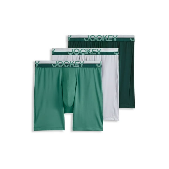 Jockey Men's Infinite Cool Microfiber Stretch 8" Long Leg Boxer Brief - 3 Pack
