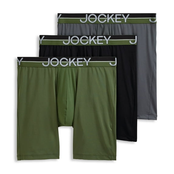 Jockey Men's Infinite Cool Microfiber Stretch 8" Long Leg Boxer Brief - 3 Pack