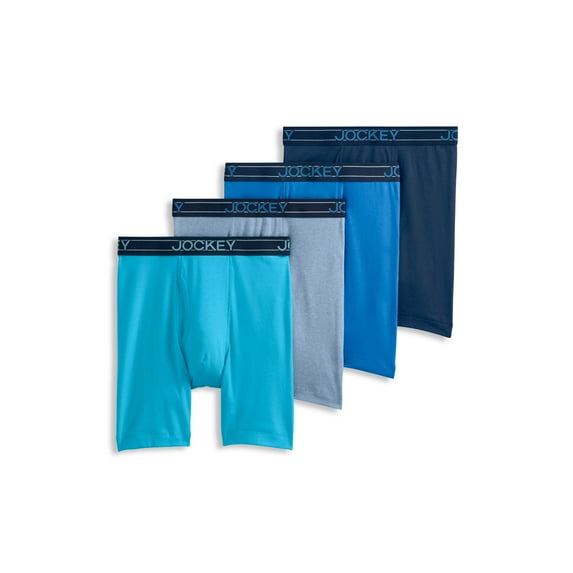 Jockey Men's Lightweight Cotton Blend 7" Long Leg Boxer Brief - 4 Pack
