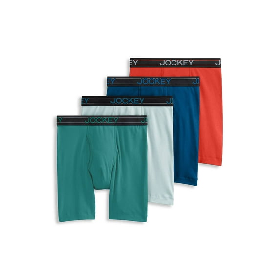 Jockey Men's Lightweight Cotton Blend 7" Long Leg Boxer Brief - 4 Pack