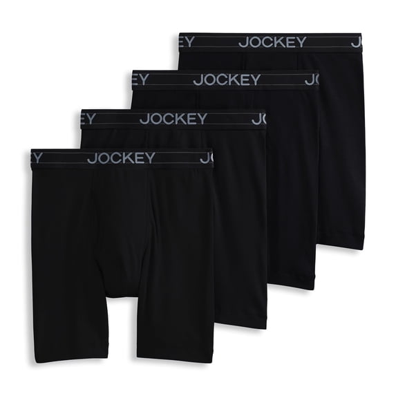 Jockey Men's Lightweight Cotton Blend 7" Long Leg Boxer Brief - 4 Pack