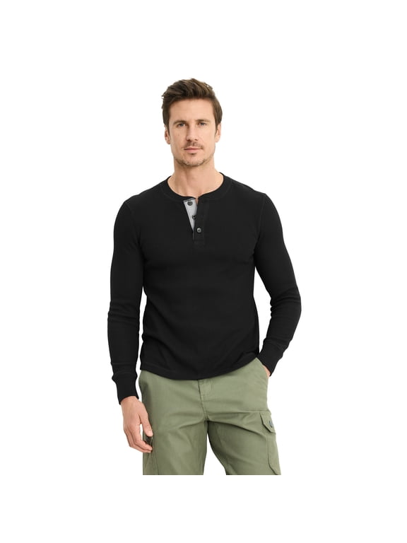 Men's Long Sleeve Waffle Henley