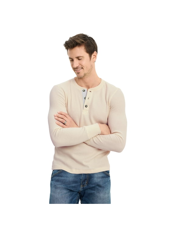 Men's Long Sleeve Waffle Henley