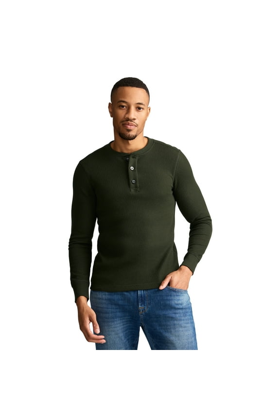 Men's Long Sleeve Waffle Henley