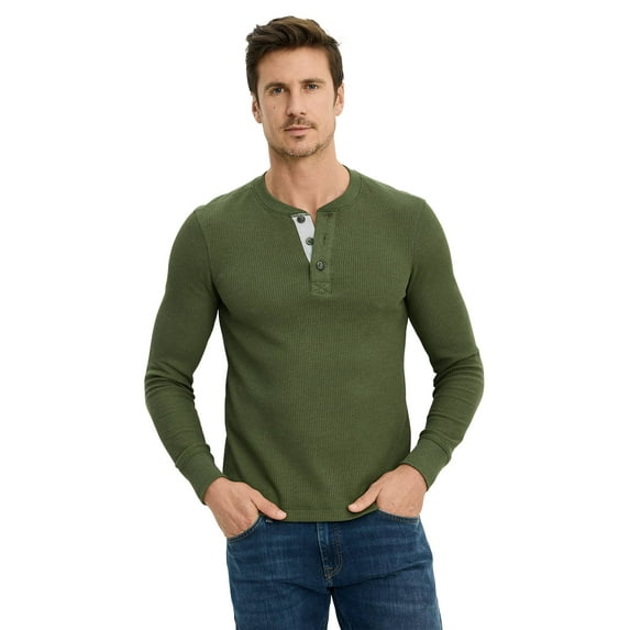 Jockey Men's Long Sleeve Waffle Henley