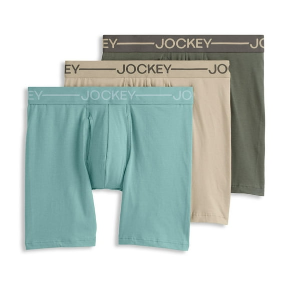 Jockey Men's Organic Cotton Stretch 6.5" Boxer Brief - 3 Pack