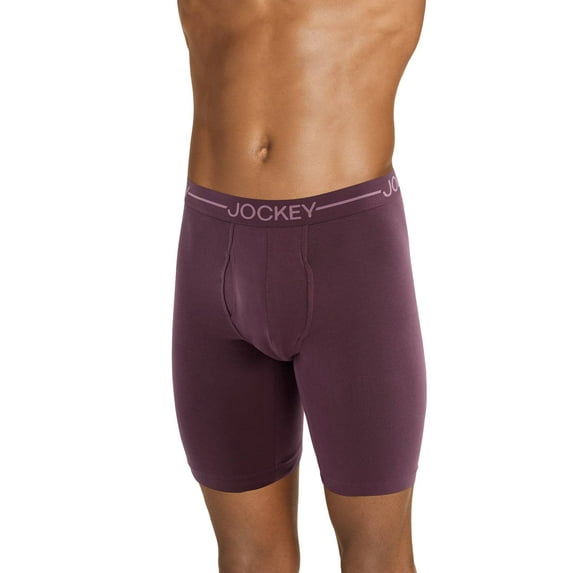 Jockey Men's Organic Cotton Stretch 9.5" Long Leg Boxer Brief - 3 Pack