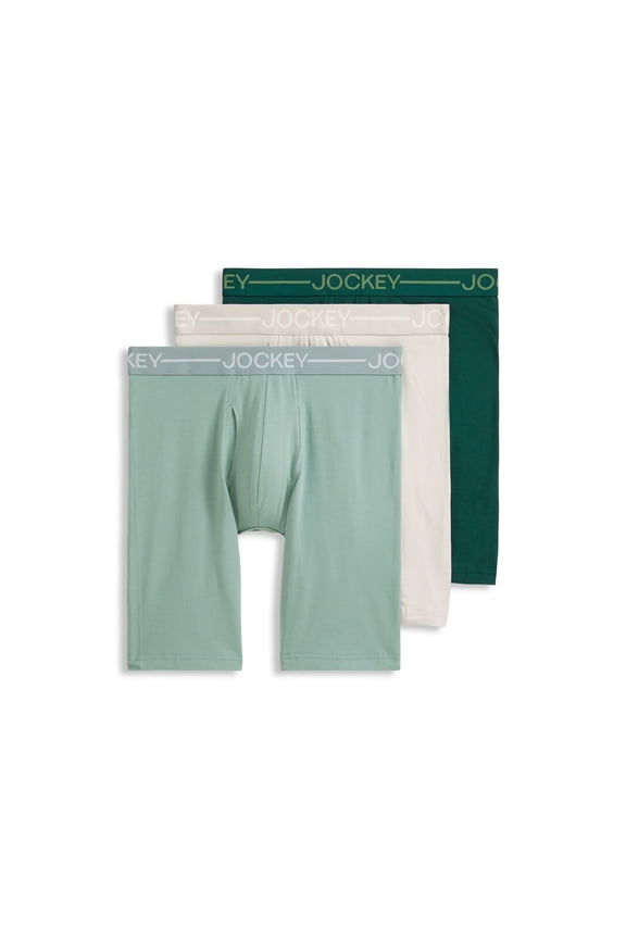Men's Organic Cotton Stretch 9.5" Long Leg Boxer Brief - 3 Pack
