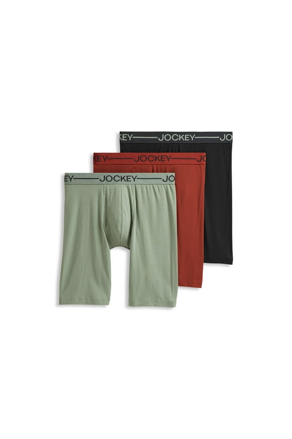 Men's Organic Cotton Stretch 9.5" Long Leg Boxer Brief - 3 Pack