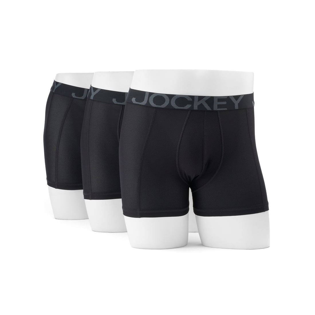 Jockey Men's Underwear Active Mesh Boxer Brief 3 Pack, Black, XL