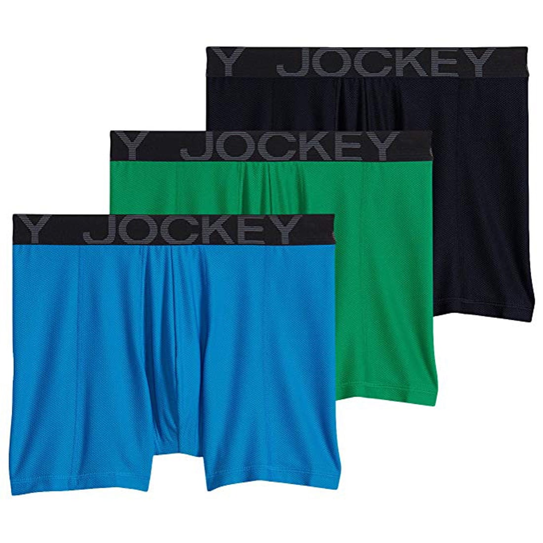 Jockey Men's Underwear Active Mesh Boxer Brief - 3 Pack, Blue/Green, XL