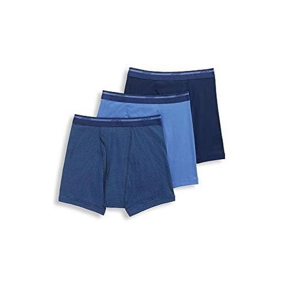 Jockey Men's Lightweight Classic Boxer Brief, Blue 3-Pack