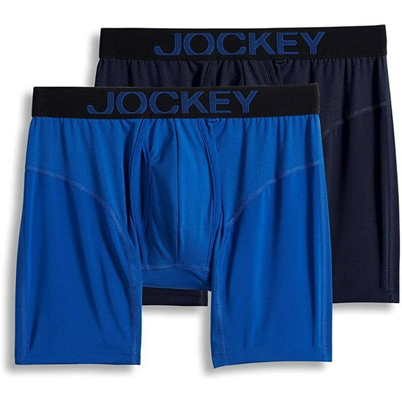 Jockey Men's Underwear RapidCool Boxer Brief - 2 Pack, Vibrant Blue/Navy, XL