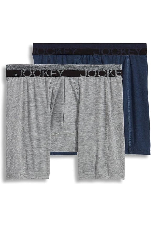 Men's Underwear Sport Outdoor Boxer Brief - 2 Pack, midnight heather/light grey heather, L