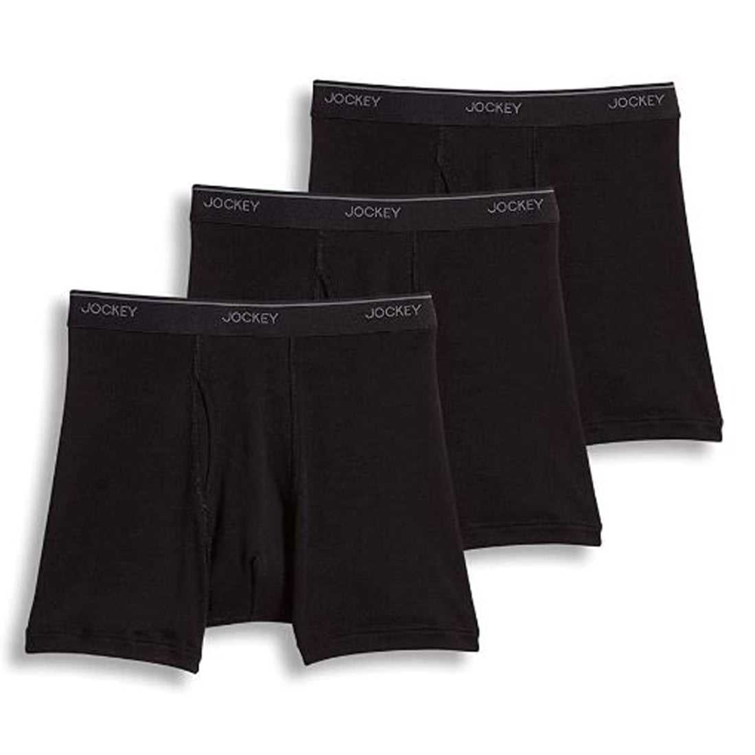 Jockey Men's Underwear Staycool Boxer Brief 3 Pack, Black, Large