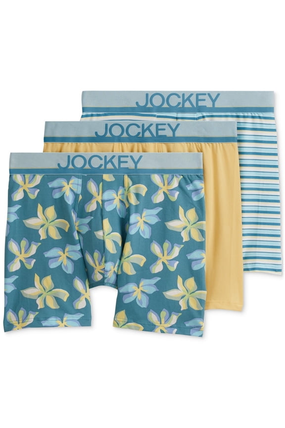 Mens 3 Pack True Style Logo Pattern Boxer Briefs Underwear Blue Multi Small