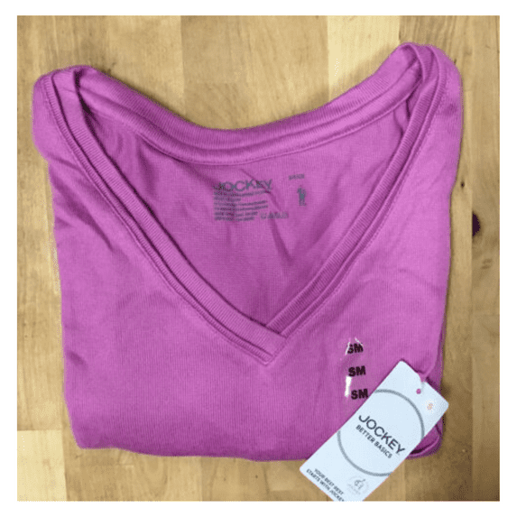 Jockey Microfiber Stretch Women V-neckline Pocket Top, Pink, L