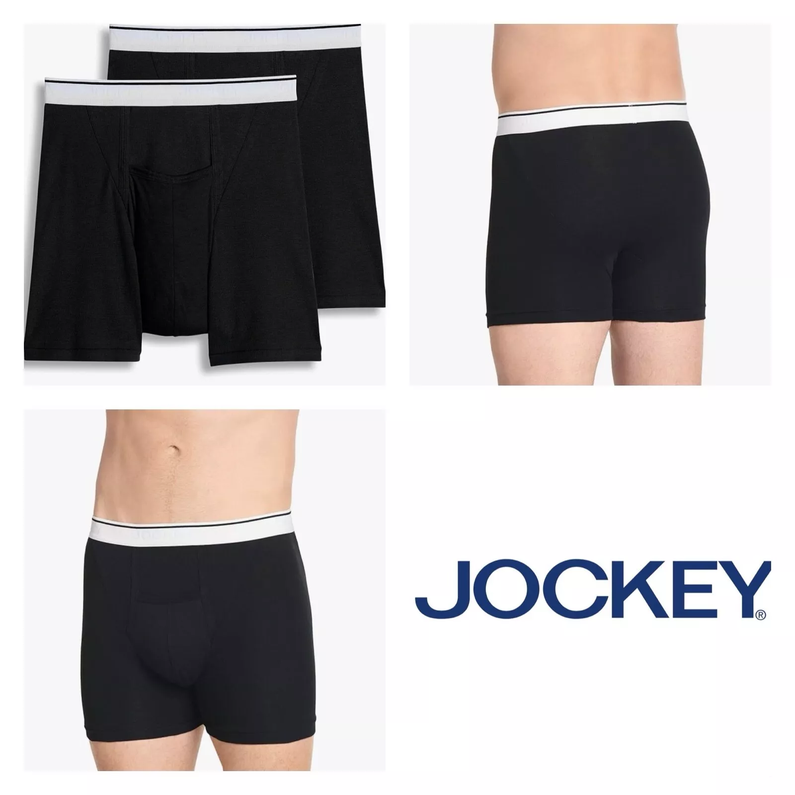 Boxer Pouch Types Jockey Pouch Boxer Briefs 2 Pack Cotton Stretch Black Underwear 001188/ ...