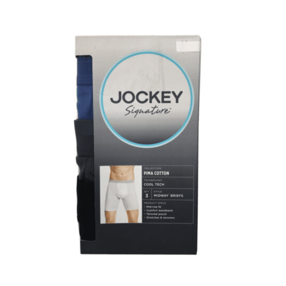 Jockey Signature Men's Underwear Midway Briefs - 3 Pack, Multicolor, Lg
