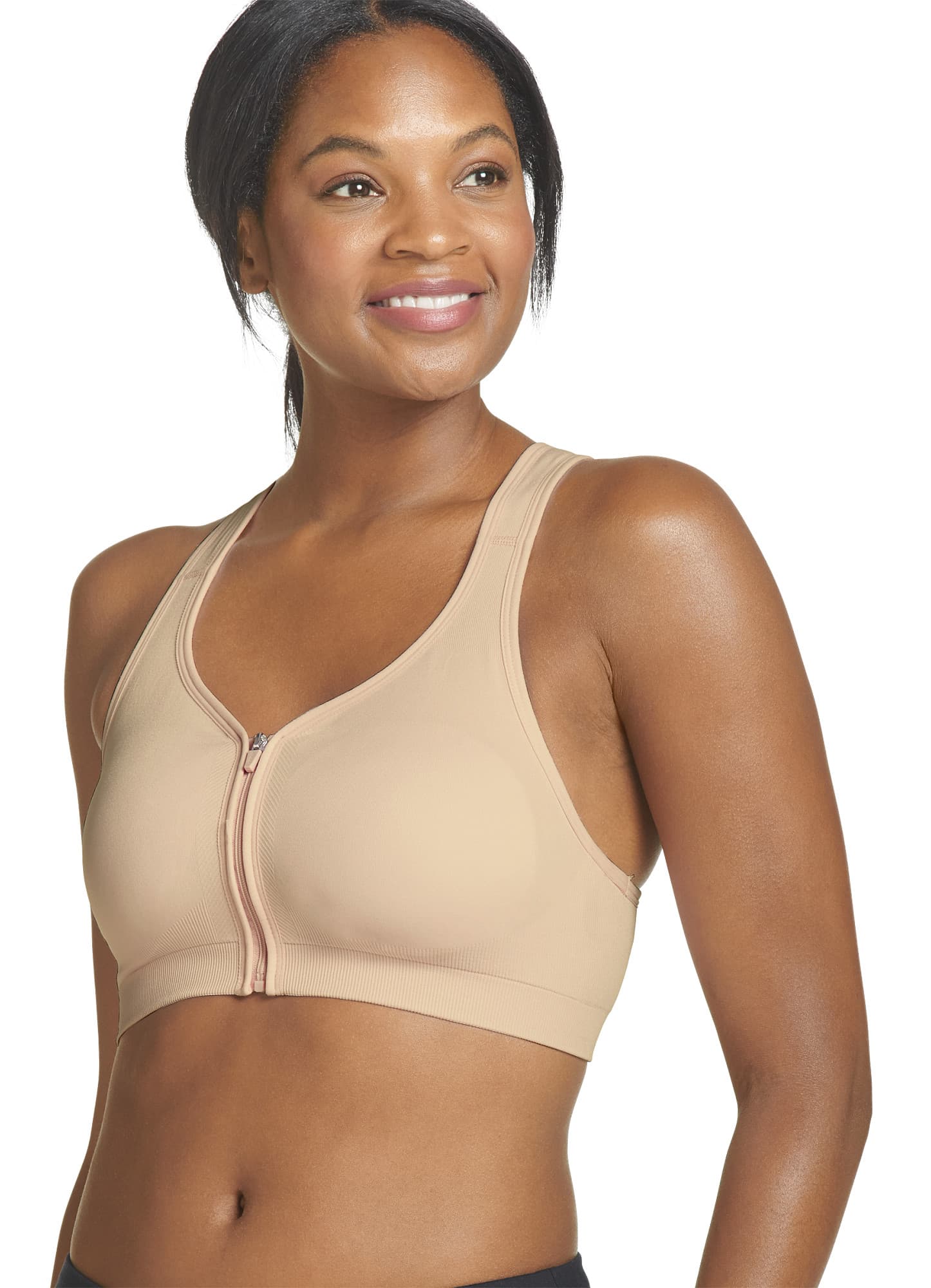 Jockey Women Mid Impact Zip Front Sports Bra
