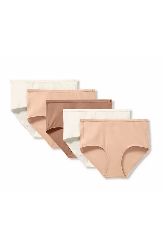 Womens 5-Pair Brief Panties Organic Cotton Stretch Beige 4663 Size XL