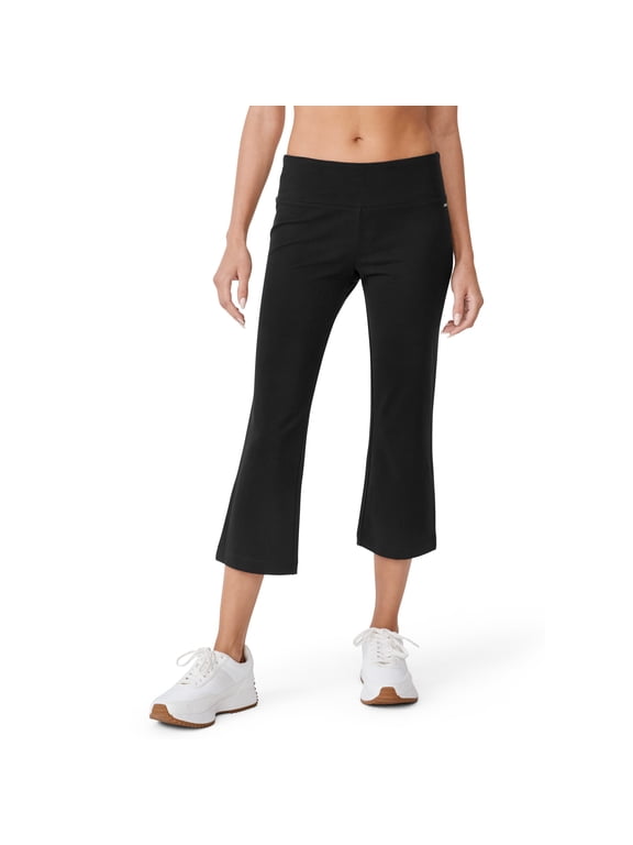 Women's Slim Capri Flare Athletic Pant, Deep Black, Large