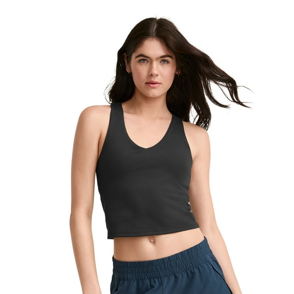 Jockey Women's EVERACTIVE V-Neck Crop Tank With Built-In Bra