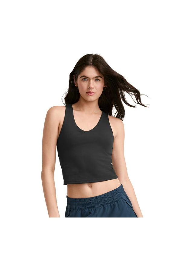 Women's EVERACTIVE V-Neck Crop Tank With Built-In Bra