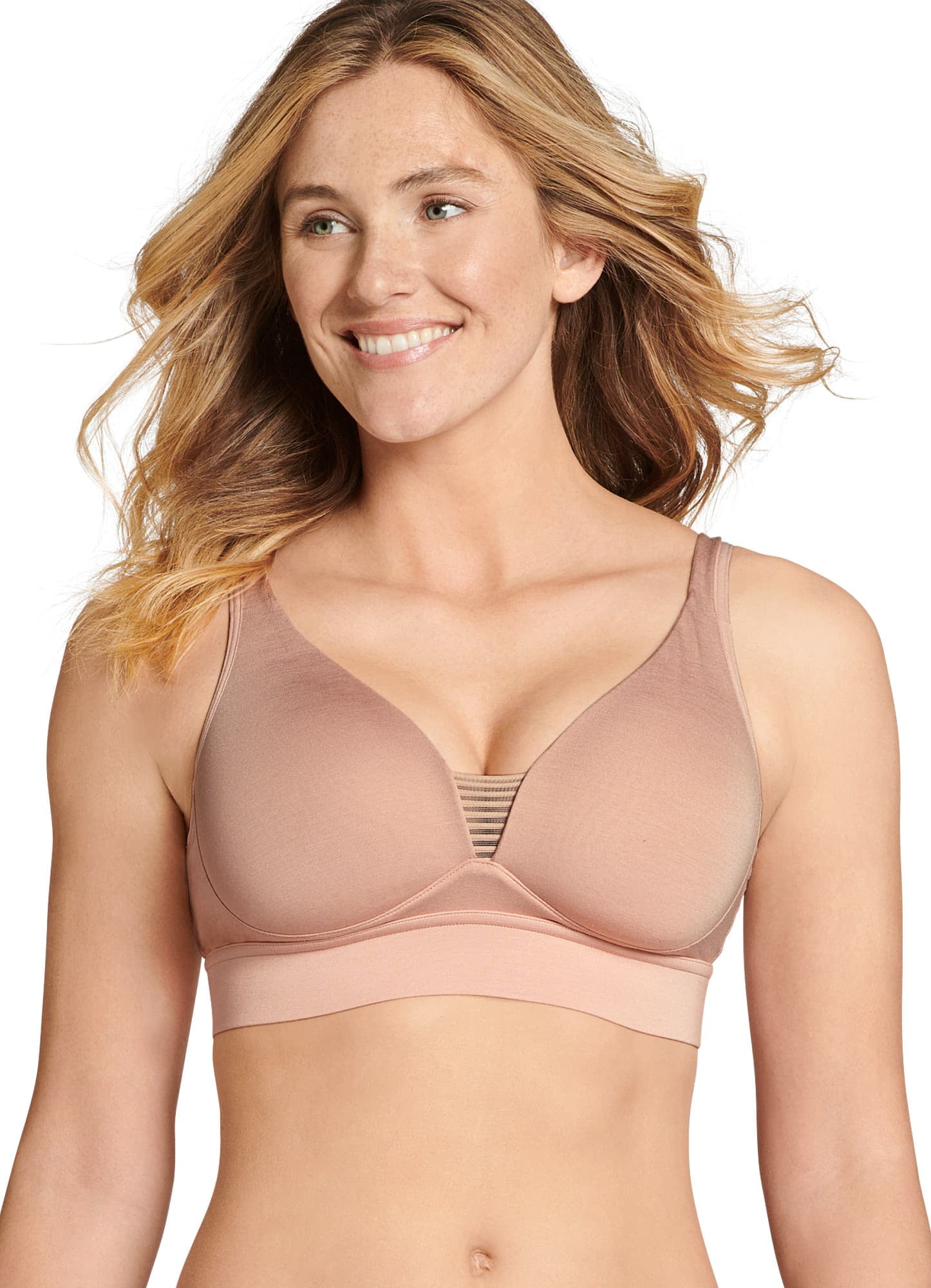Jockey Forever Fit Wirefree Molded Cup Bra Sheer Blush XL - A349322