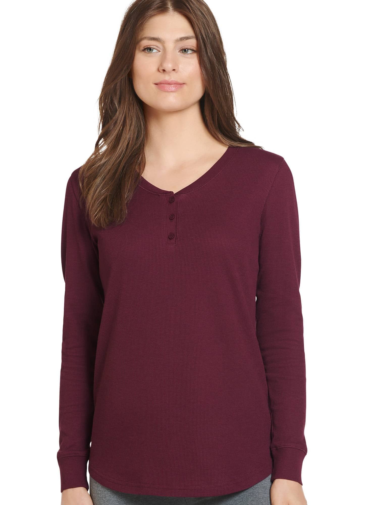 Jockey Women's Long Sleeve Waffle Henley