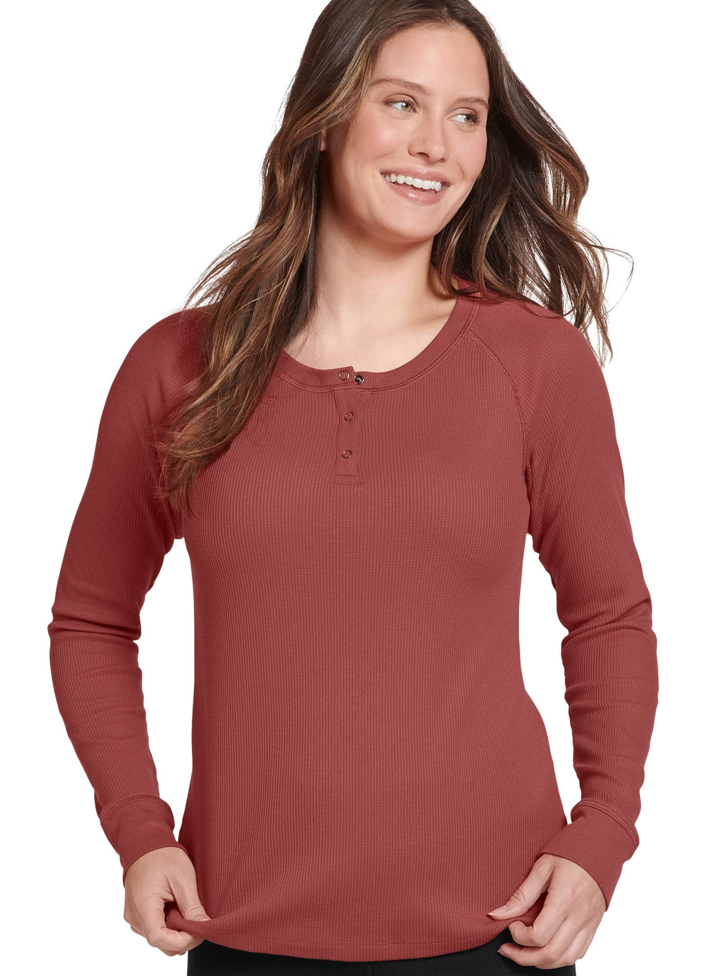 Jockey Women's Long Sleeve Waffle Henley