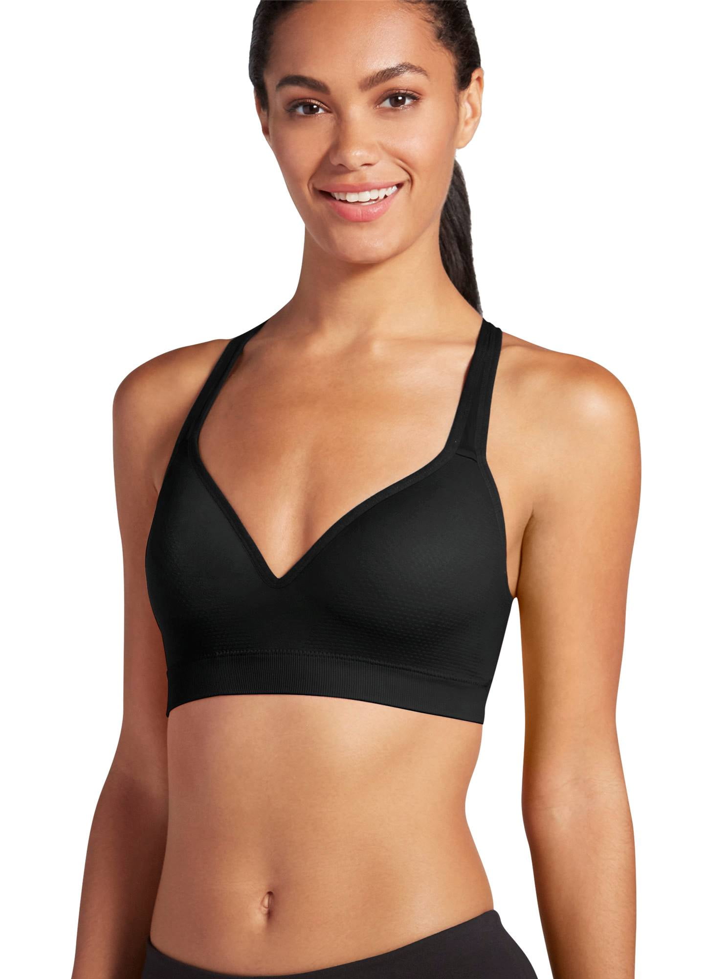 Jockey Women JKY Sport Bra Seamless Tank Strap Bralette Black S