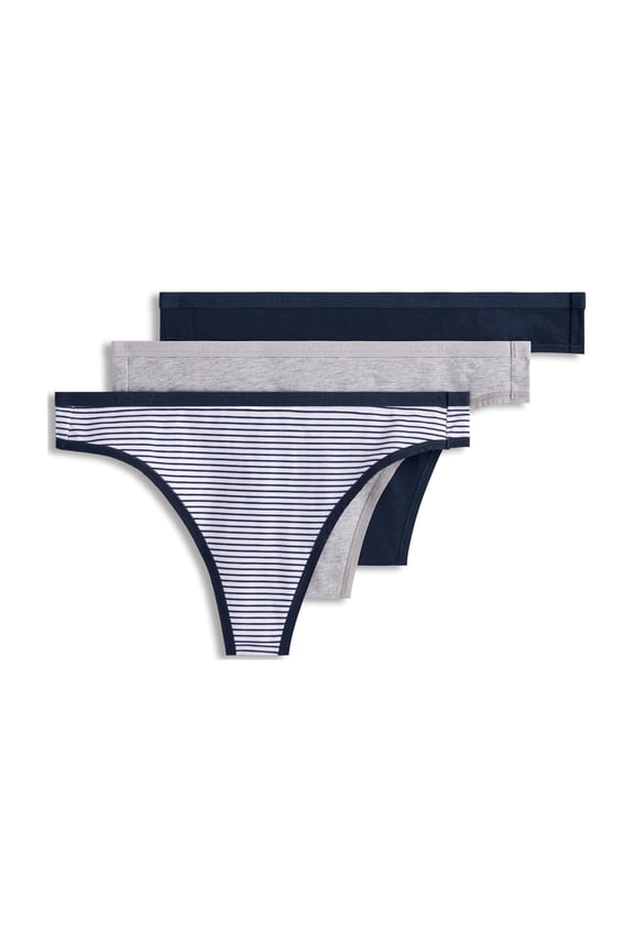 Women's Organic Cotton Stretch Logo Thong - 3 Pack