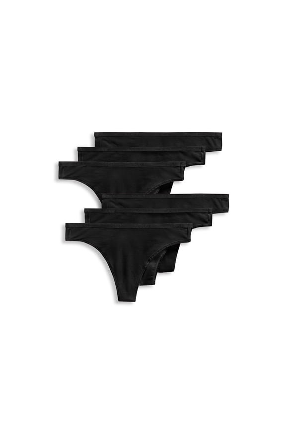 Women's Organic Cotton Stretch Logo Thong - 6 Pack