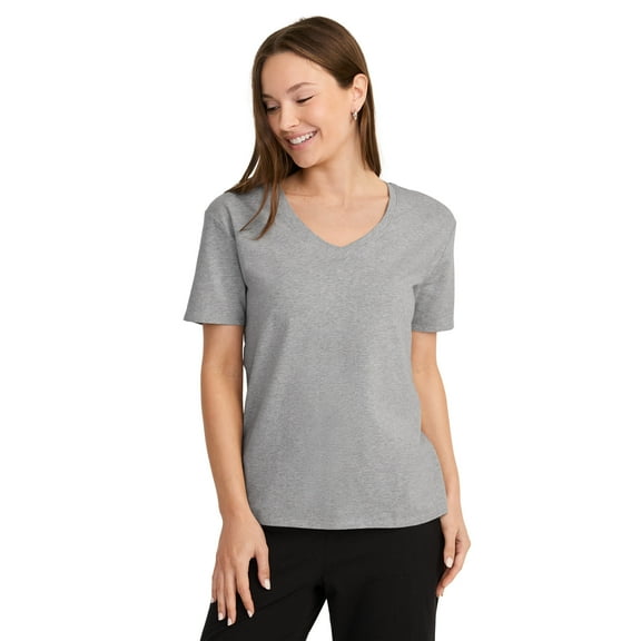 Jockey Women's Organic Cotton Stretch Short Sleeve V-Neck Top