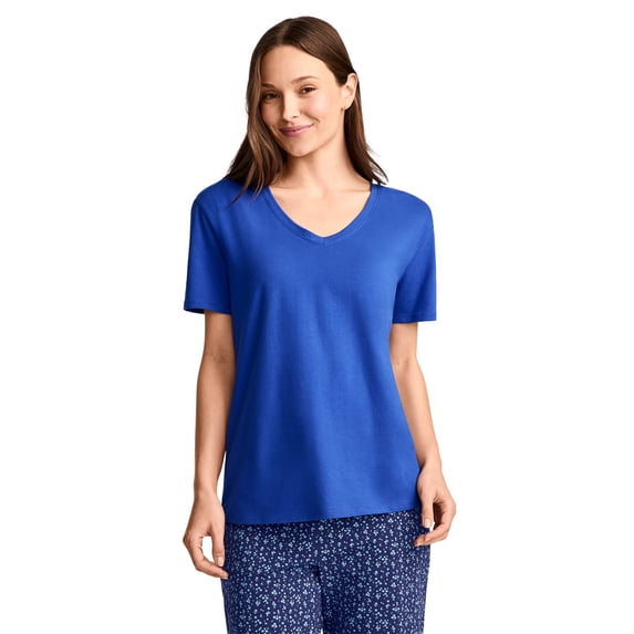 Jockey Women's Organic Cotton Stretch Short Sleeve V-Neck Top