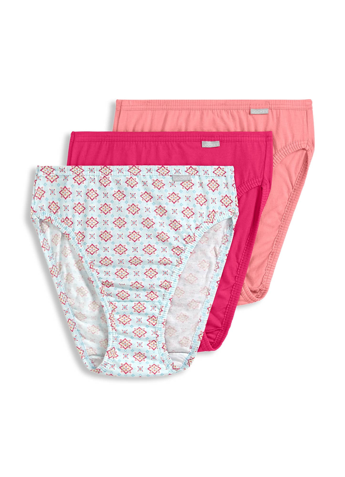 Jockey Womens Plus Size Elance French Cut 3 Pack Underwear Cuts 100% cotton  8 Love Fest/Pink Pearl/Dainty Dot