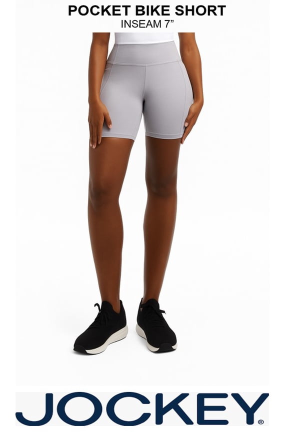 Women's Pocket Bike Short, Inseam 7 In, Gray, Large