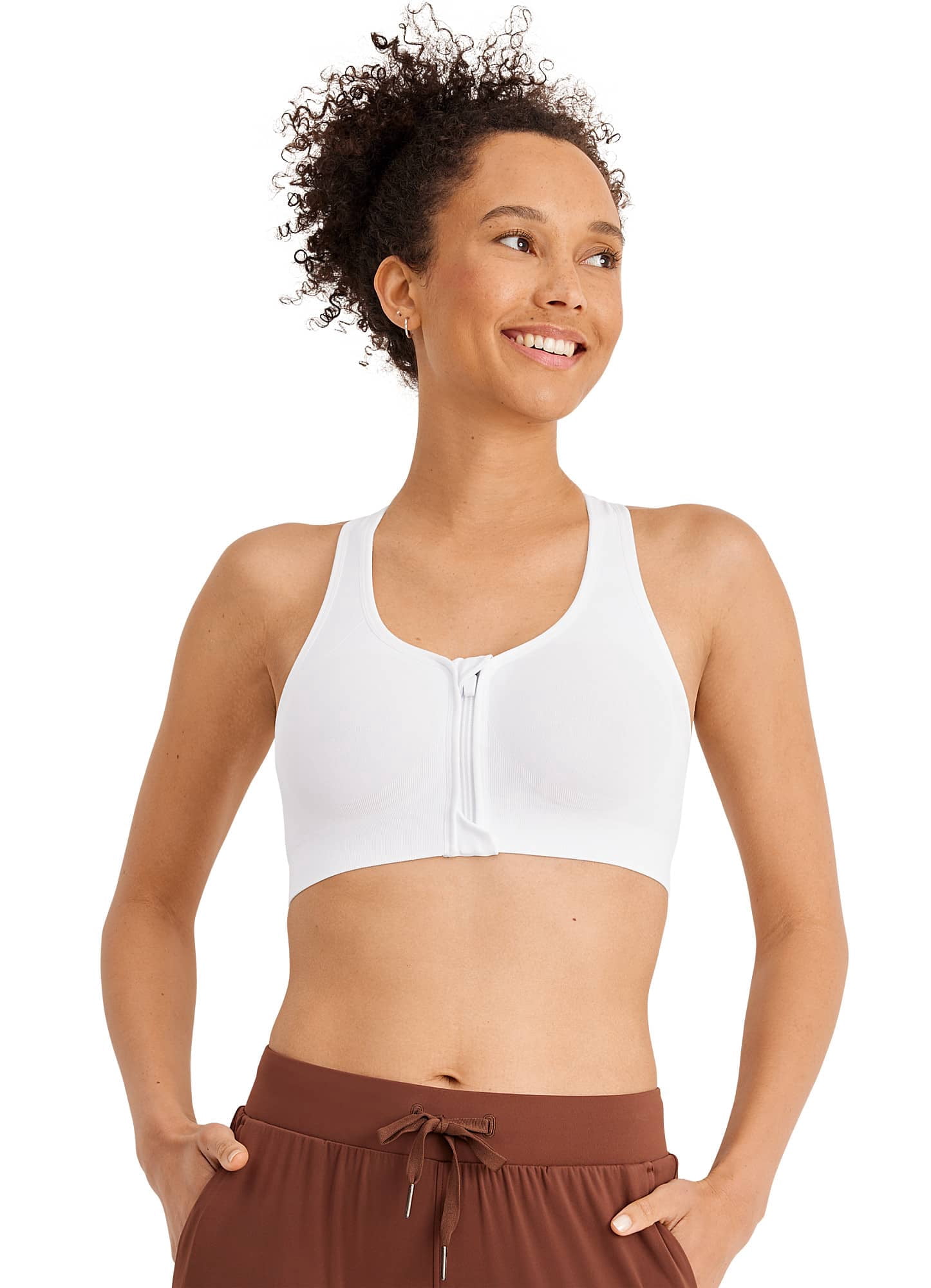 Jockey Women's Seamfree Mid Impact Zip Front Sports Bra
