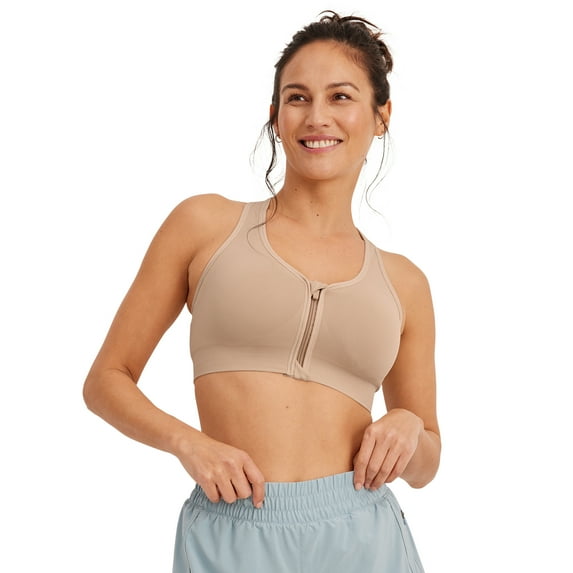 Jockey Women's Seamfree Mid Impact Zip Front Sports Bra