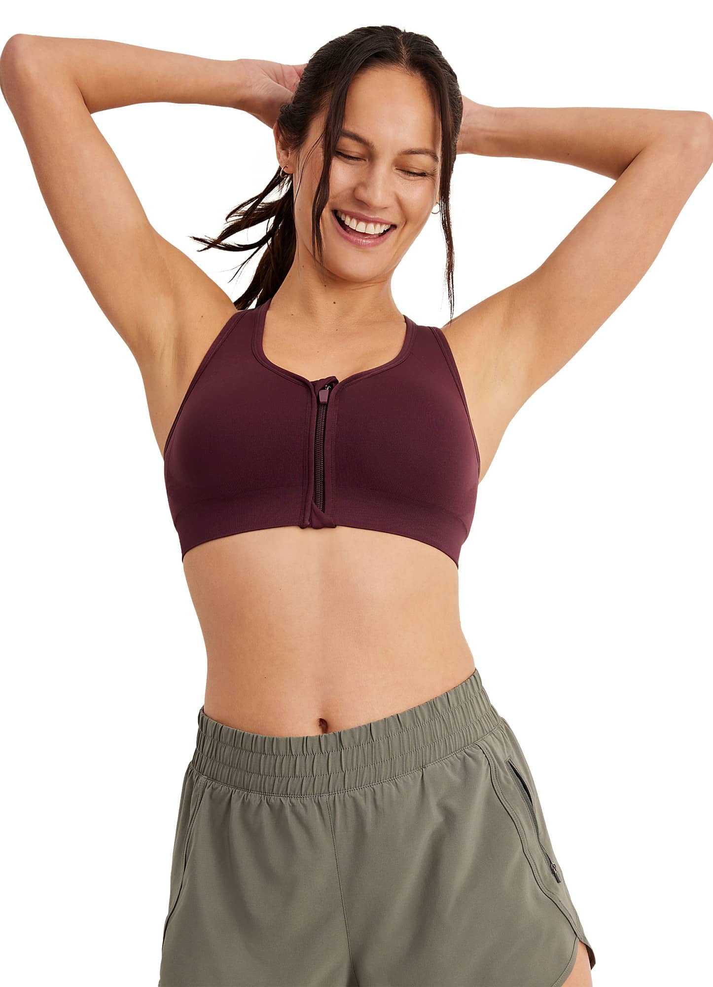 Jockey Women s Seamfree Mid Impact Zip Front Sports Bra Walmart Business Supplies