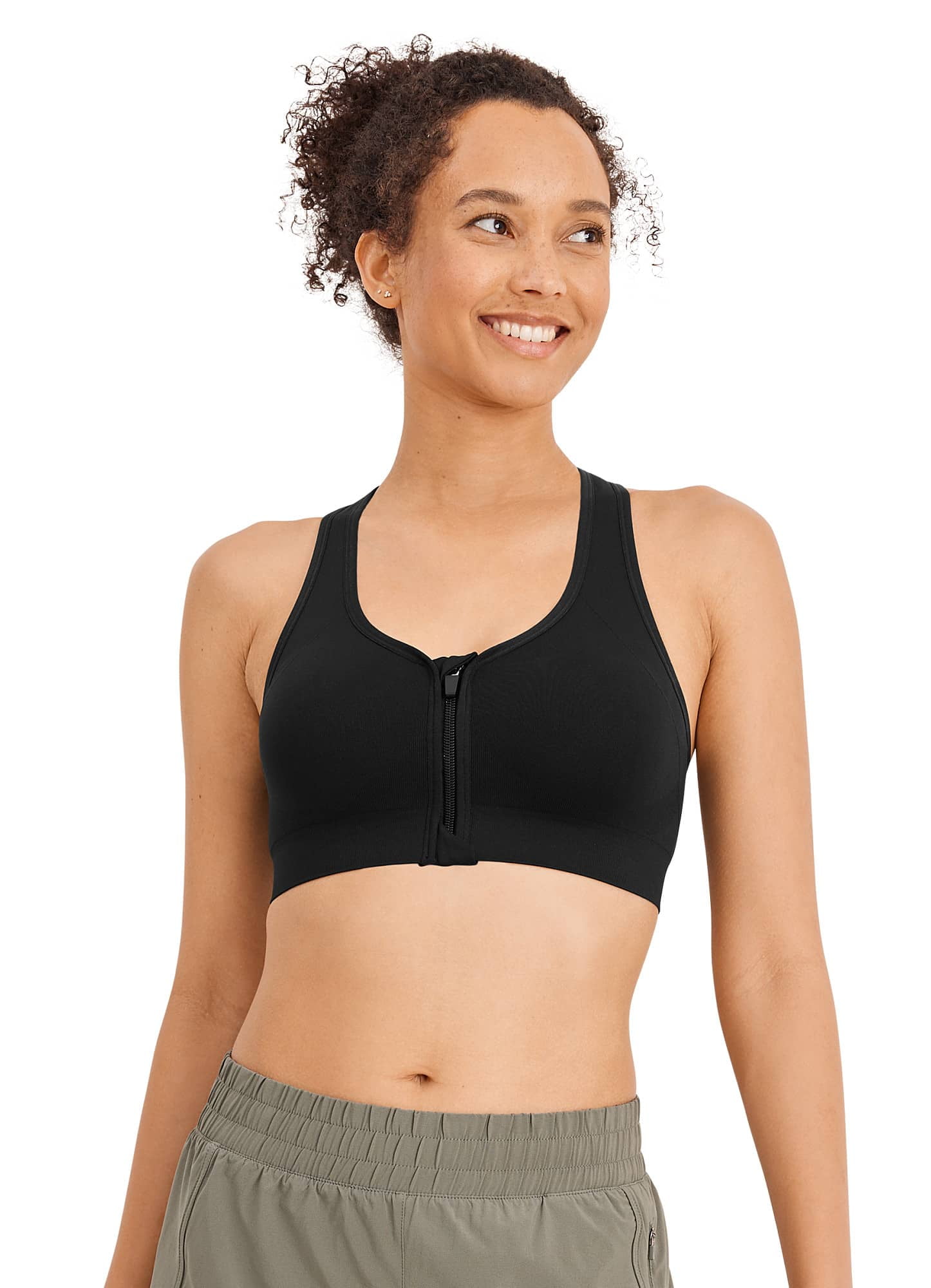 Jockey Women's Seamfree Mid Impact Zip Front Sports Bra